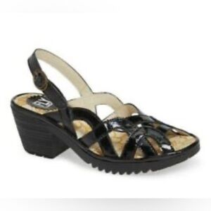 𝅺FLY LONDON Sz 39  Weza Patent Leather Slingback Strappy Sandals